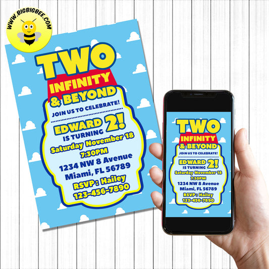 Toy Story Two Infinity and Beyond Invitation Digital Invitation Birthday Printable Card
