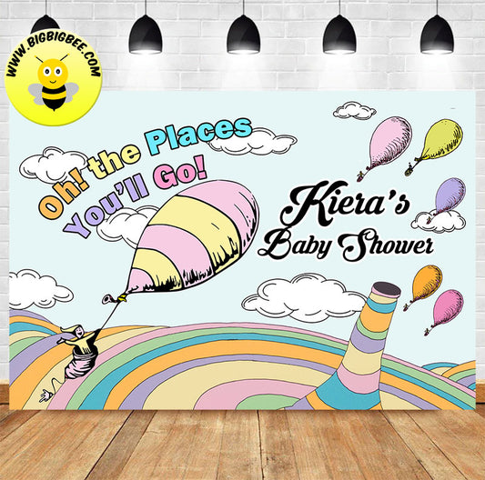 Custom Dr. Seuss Oh The Places You'll Go Baby Shower Backdrop