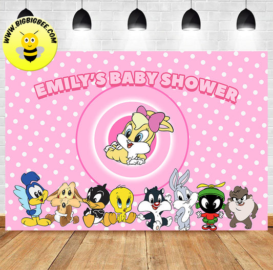 Custom Baby Looney Tunes Baby Shower Backdrop Banner. Ship to USA, Canada, Australia, United Kingdom