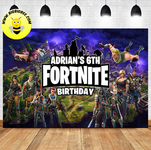 Custom Fortnite Game Theme Birthday Backdrop Banner Deliver to USA UK Australia Canada