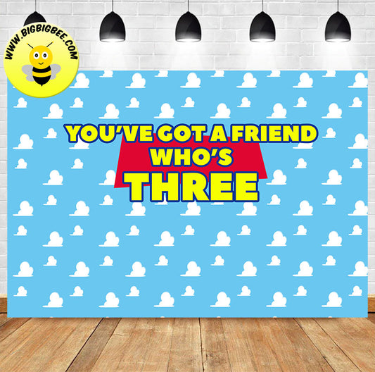 Custom Toy Story Logo You've Got a Friend Who's Three Theme Birthday Backdrop Banner