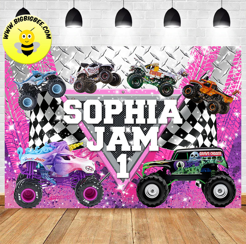 Custom Monster Jam Logo Truck Sparkle Smash Grave Digger
Logo Birthday Backdrop