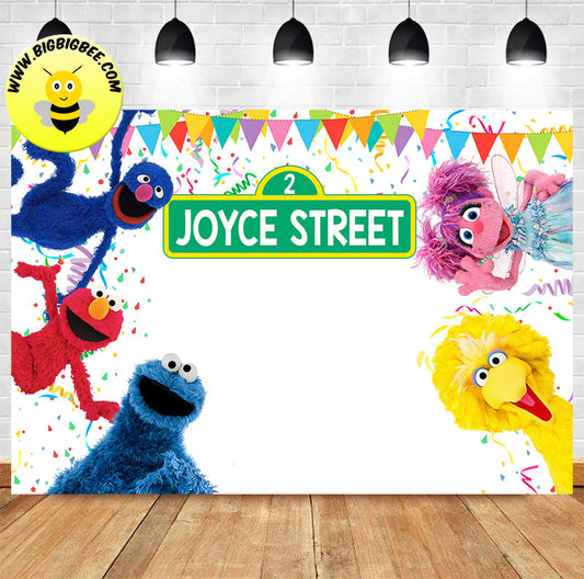 Custom Sesame Street Elmo Abby Cadabby Theme Birthday Backdrop Banner