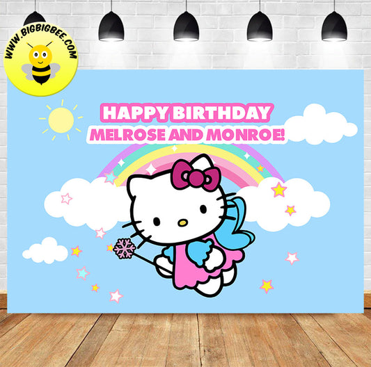 Custom Hello Kitty Melody and Friends birthday backdrop banner