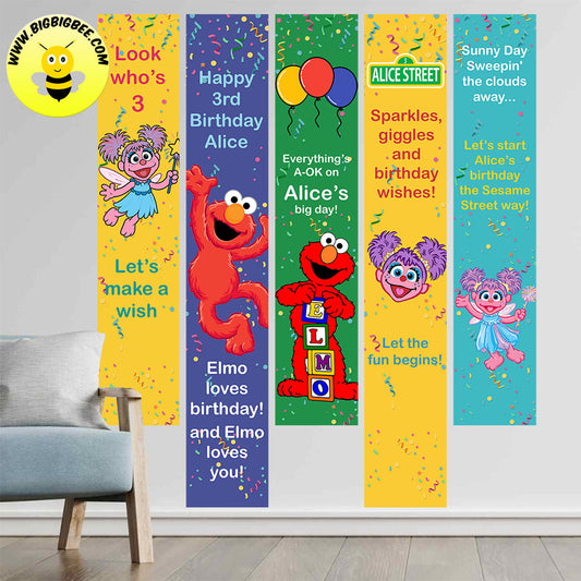 Custom Sesame Street Elmo Abby Cadabby Theme Birthday Backdrop Banner