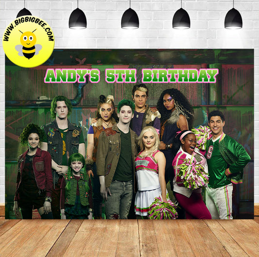 Custom Disney Zombies birthday banner. Shipping to US, UK, Canada and Australia