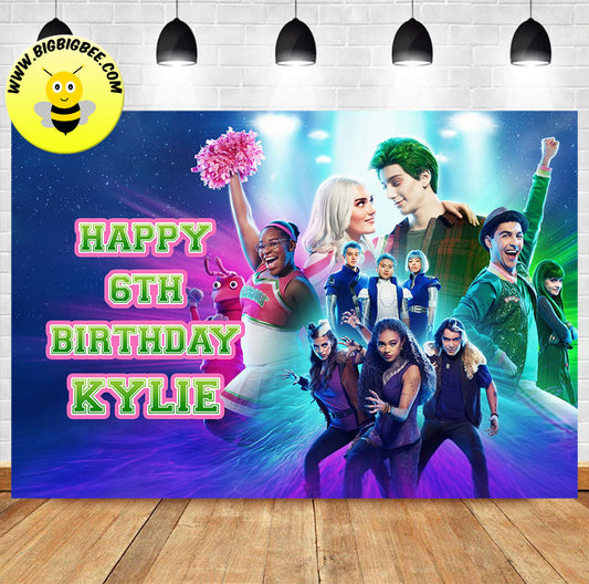 Custom Disney Zombies birthday banner. Shipping to US, UK, Canada and Australia