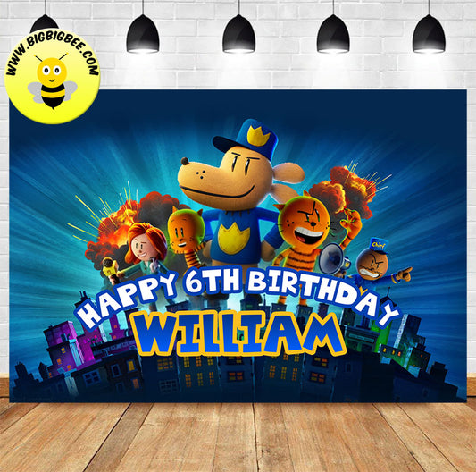 Custom Dog Man Movie Theme Birthday Backdrop Banner