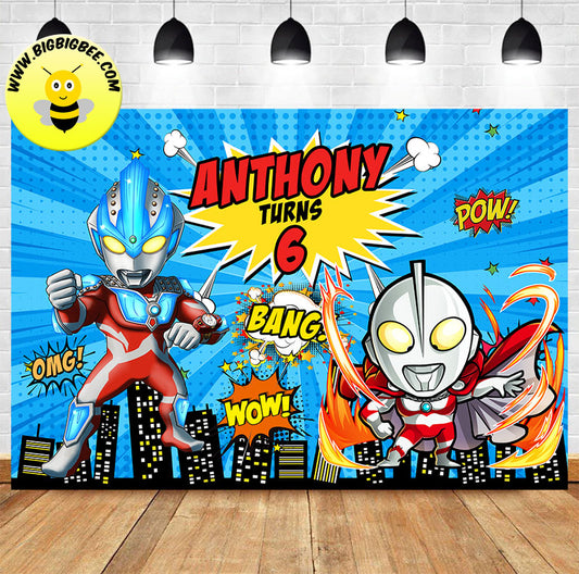 Custom Ultraman Theme Birthday Backdrop Banner Deliver to USA UK Australia Canada