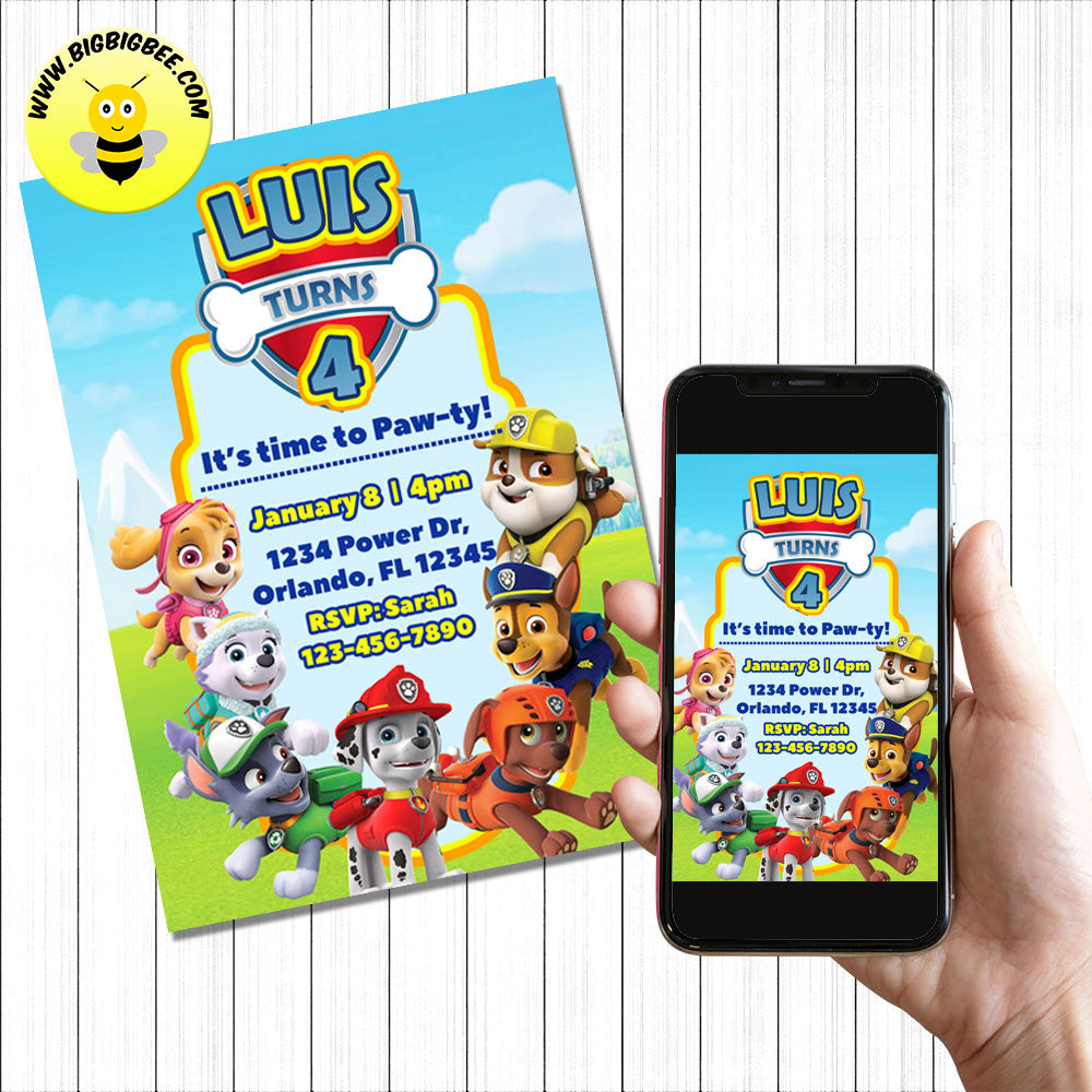 Paw Patrol digital invitation