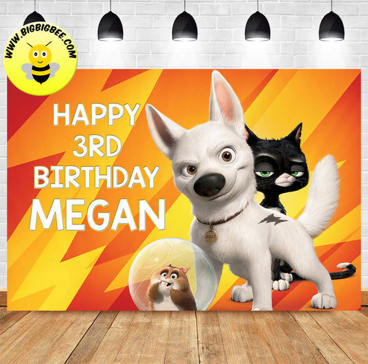 Custom Disney Bolt Theme Birthday Backdrop Banner Deliver to USA UK Australia Canada