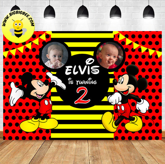 Custom Mickey Mouse Theme Birthday Backdrop add picture Deliver to USA UK Australia Canada
