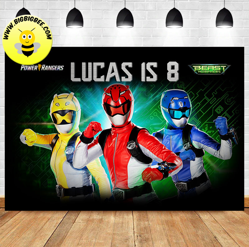 Custom Power Rangers Beast Morphers Theme Birthday Backdrop Banner