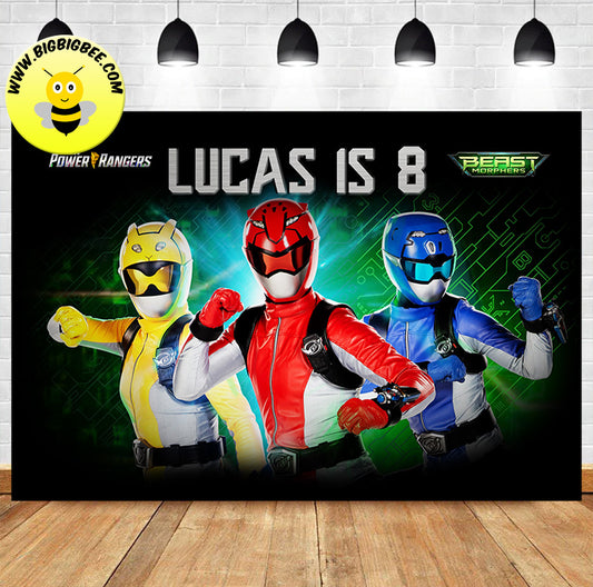 Custom Power Rangers Beast Morphers Theme Birthday Backdrop Banner