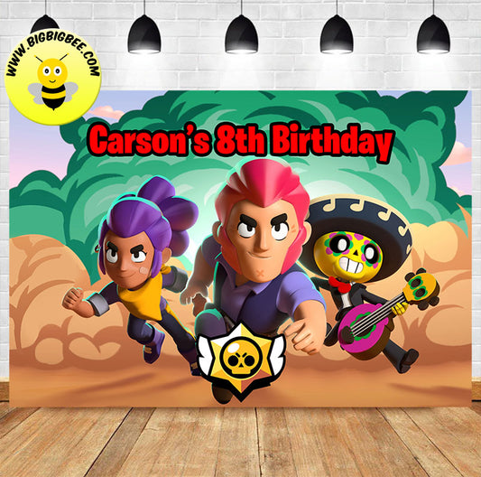 Custom Brawlstars Game Theme Birthday Backdrop Banner Deliver to USA UK Australia Canada