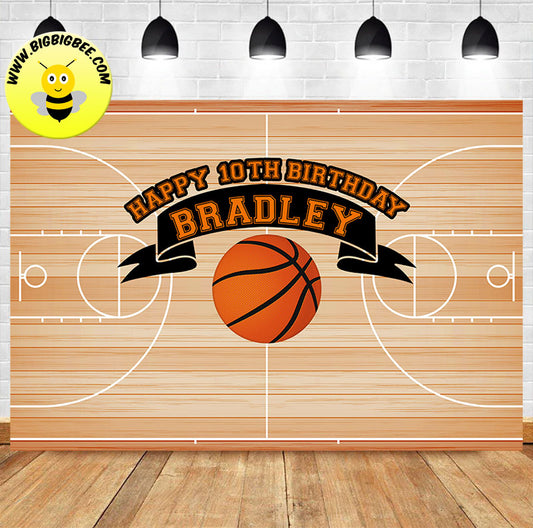 Custom Basketball Theme Birthday Backdrop Banner
