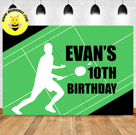 Custom Badminton Theme Birthday Backdrop Banner