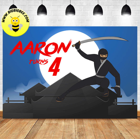 Custom Ninja Theme Birthday Backdrop Banner Deliver to USA UK Australia Canada