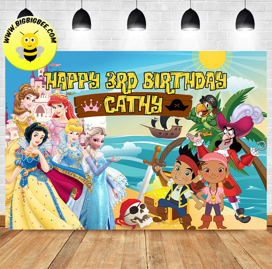 Custom Jake and the Never Land Pirates Theme Birthday Backdrop Banner