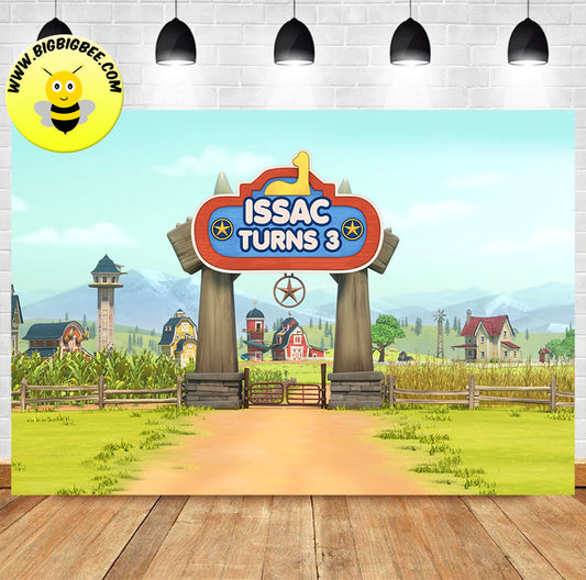 Custom Dino Ranch Theme Birthday Backdrop Banner Deliver to USA UK Australia Canada