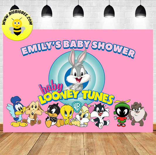 Custom Baby Looney Tunes Baby Shower Backdrop Banner. Ship to USA, Canada, Australia, United Kingdom