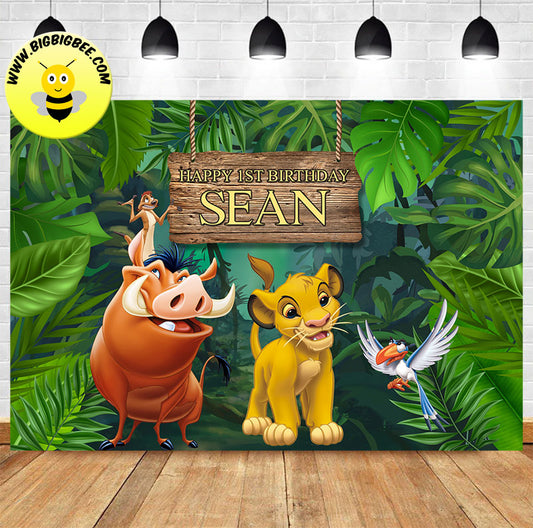 Custom Lion King Simba & Friends Birthday Theme Backdrop Banner