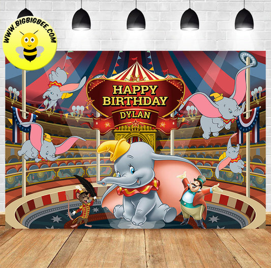 Custom Dumbo Elephant Birthday Theme Backdrop Banner