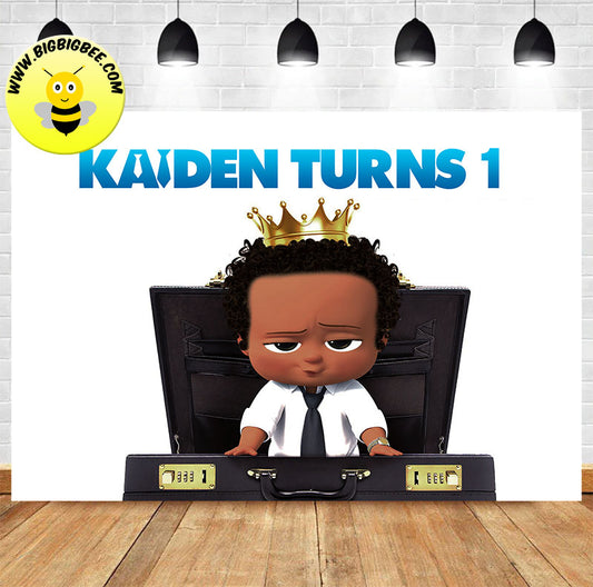 Custom Boss Baby ONE First Birthday Backdrop Banner