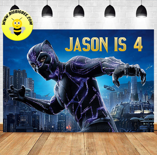 Custom Black Panther Wakanda Theme Birthday Backdrop Banner