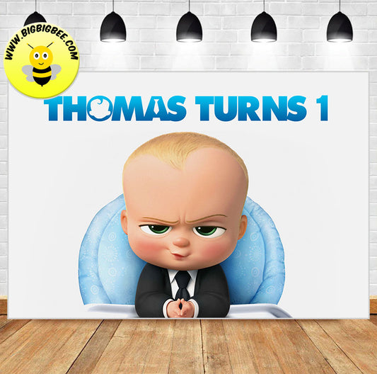 Custom Boss Baby ONE First Birthday Backdrop Banner