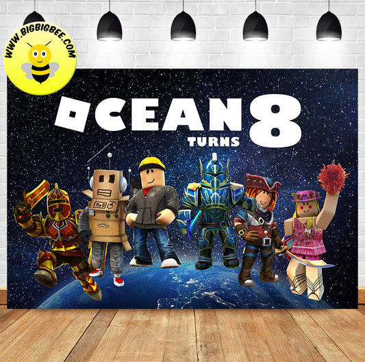 Custom Roblox Video Game Theme Birthday Backdrop Banner