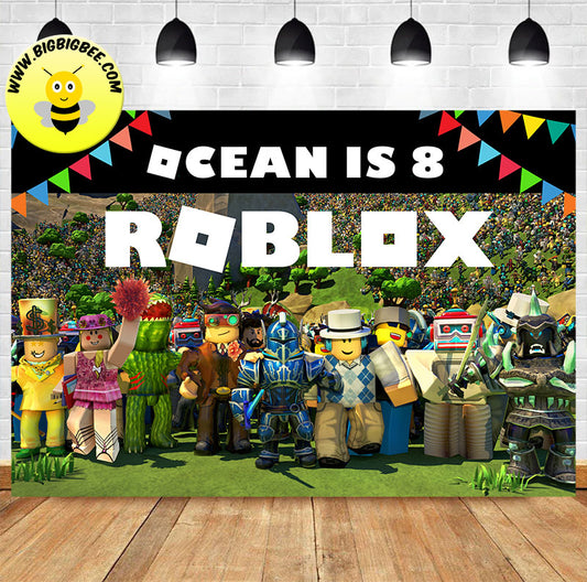 Custom Roblox Video Game Theme Birthday Backdrop Banner