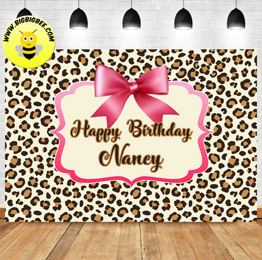 Custom Cheetah Leopard Spot Texture Pattern Birthday Backdrop Banner