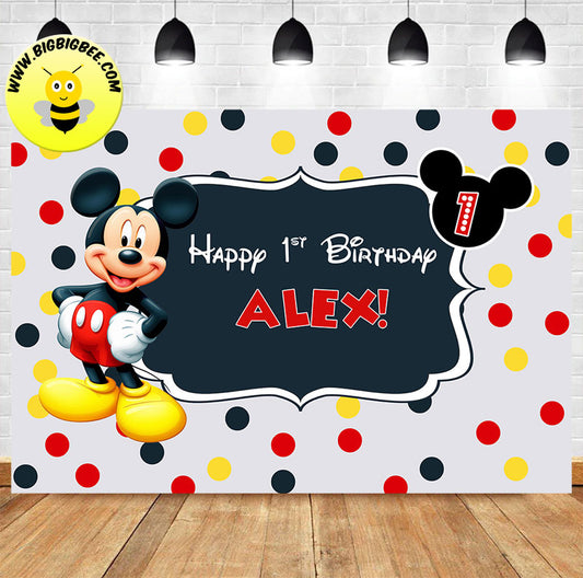 Custom Mickey Mouse Theme Birthday Backdrop Banner Deliver to USA UK Australia Canada