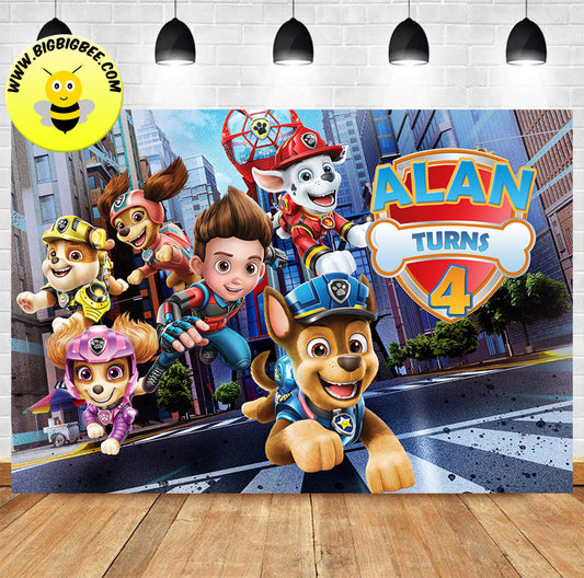 Custom PAW Patrol The Movie Adventure City Calls Theme Birthday Banner backdrop