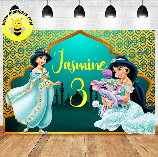Custom Disney Princess Jasmine Aladdin Theme Birthday Birthday Backdrop