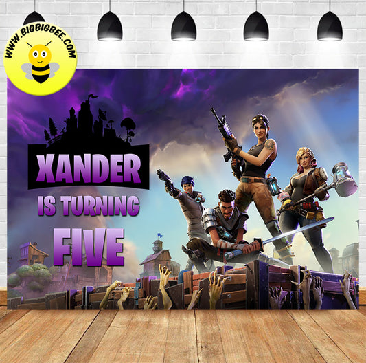 Custom Fortnite Game Theme Birthday Backdrop Banner
