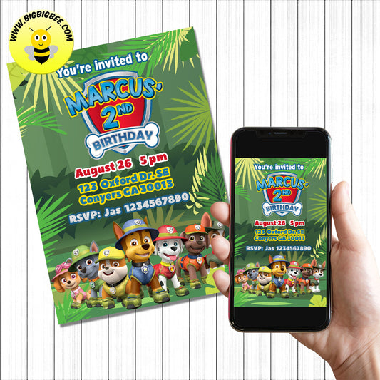PAW Patrol Jungle Rescue Invitation Digital Invitation Birthday Printable Card