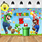 Custom Super Mario Bros Supermario Luigi Blue Theme Birthday Backdrop Banner