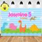 Custom Dinosaur Blue Color Theme Birthday Backdrop Banner Deliver to USA UK Australia Canada