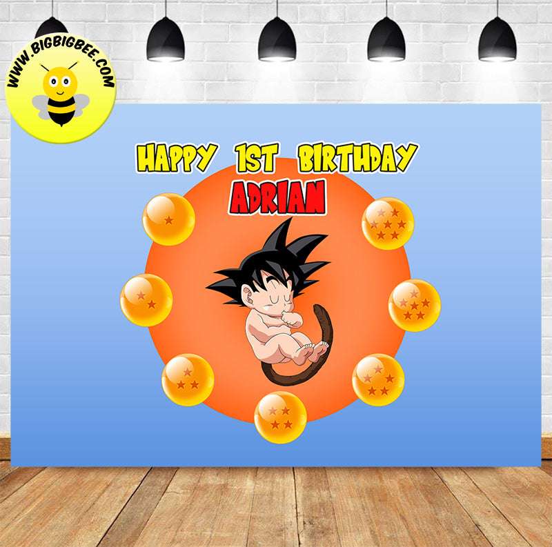 Custom Personalised Dragon Ball Theme Baby Birthday Backdrop Banner Deliver to USA UK Australia Canada