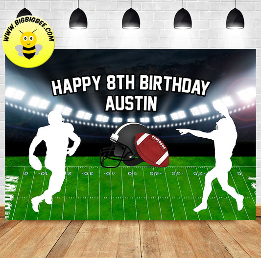 Custom American Football Sports Theme Birthday Backdrop Banner