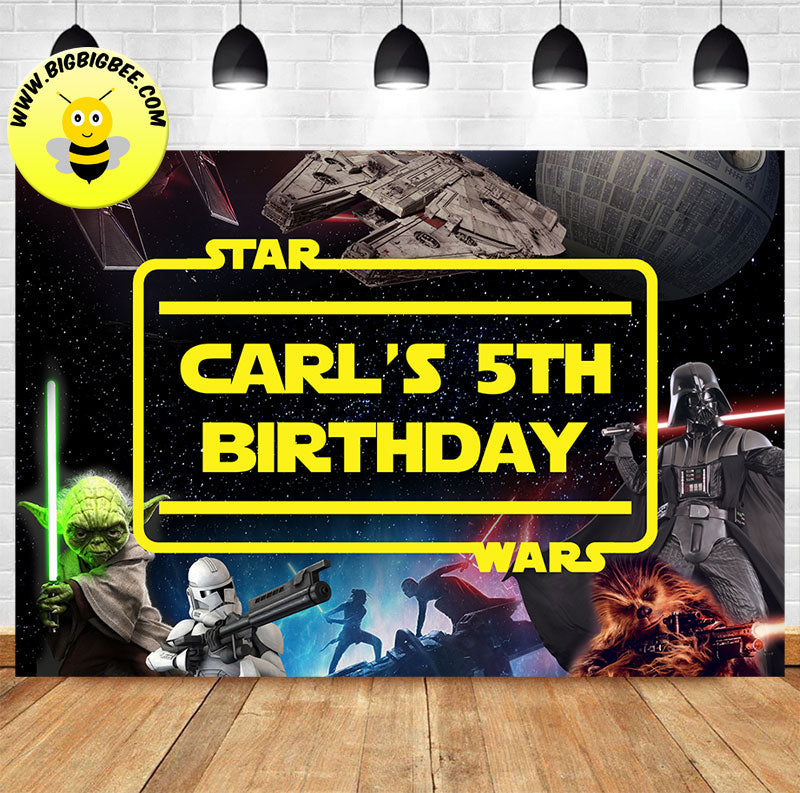 Custom Jedi Star Wars Theme Birthday Backdrop Banner Deliver to USA UK Australia Canada