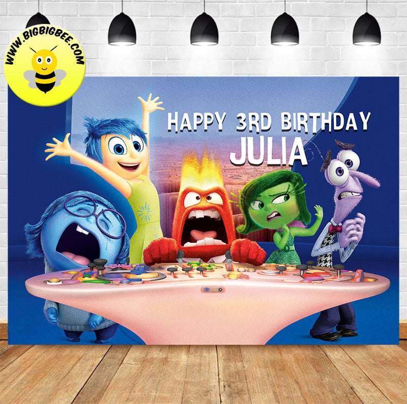 Custom Inside Out 2 Theme Birthday Banner Backdrop