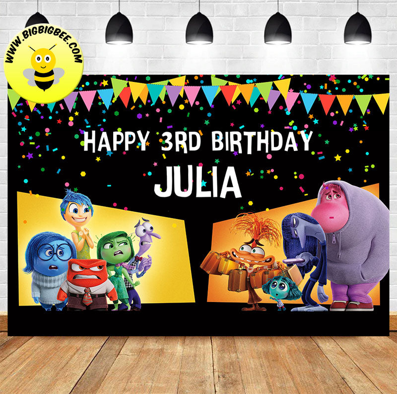 Custom Inside Out 2 Theme Birthday Banner Backdrop