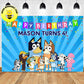 Custom Bluey Family Theme Birthday Backdrop Banner