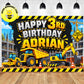 Custom Construction Transport Digger Theme Birthday Backdrop Banner