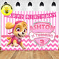 Custom Paw Patrol Skye Pink Theme Birthday Backdrop