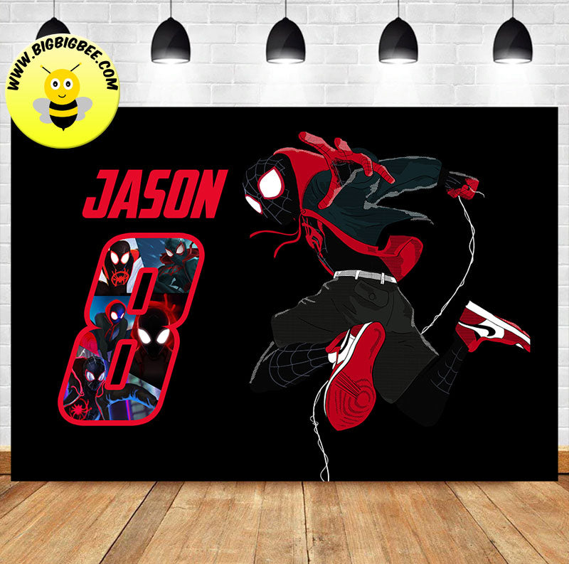 Custom Spiderman into Spider-Verse Theme Birthday Banner Backdrop