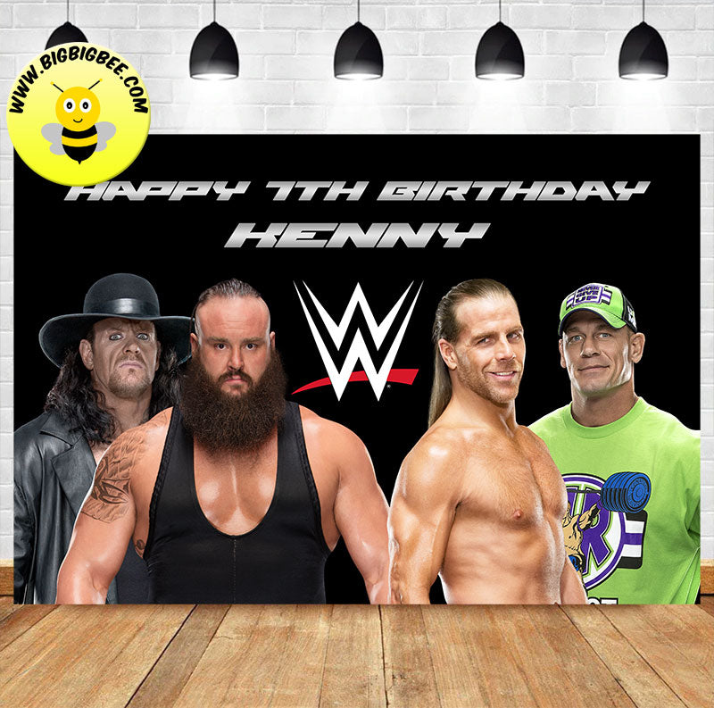 Custom WWE Superstars John Cena Undertaker Braun Strowman Birthday Banner Backdrop